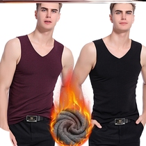 Mens unscratched warm vest lingerie beating bottom single-piece blouse with thickened and velvety heat in winter lap