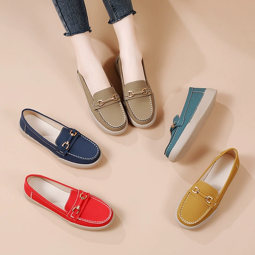 Туфли, нескользящая комфортная обувь для матери, из натуральной кожи, большой размер, мягкая подошва, для среднего возраста, осенние