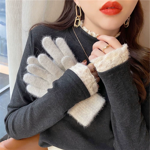 Кружевной бархатный приятный телу лонгслив, высокий воротник, в западном стиле, премиум класс