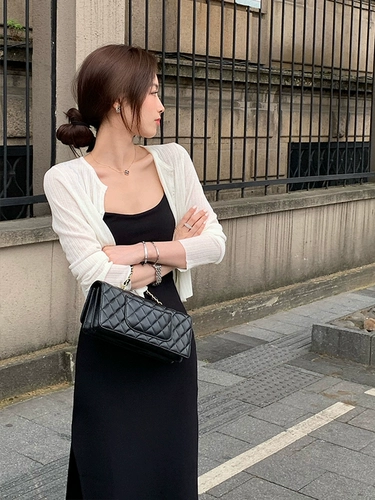 Летний тонкий кардиган, платье-комбинация, накидка, трикотажный жилет, куртка