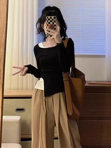 Сексуальный демисезонный комплект, лонгслив