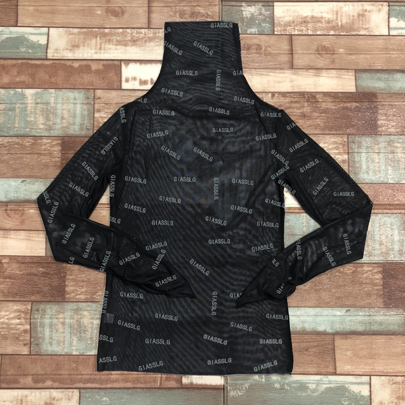 High neckline Yarn Lace Jersey Undershirt Woman Autumn Winter with a Western Shirt 2020 New Manmade Long-sleeved T-shirt Blouse