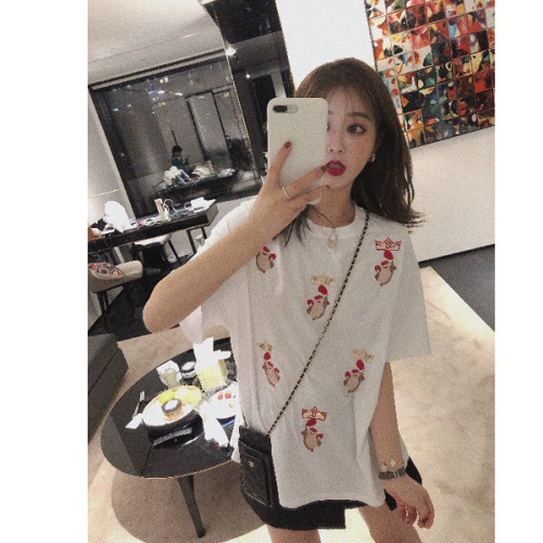 Летняя одежда, хлопковая футболка с коротким рукавом для школьников, 2020, в корейском стиле, с вышивкой, короткий рукав