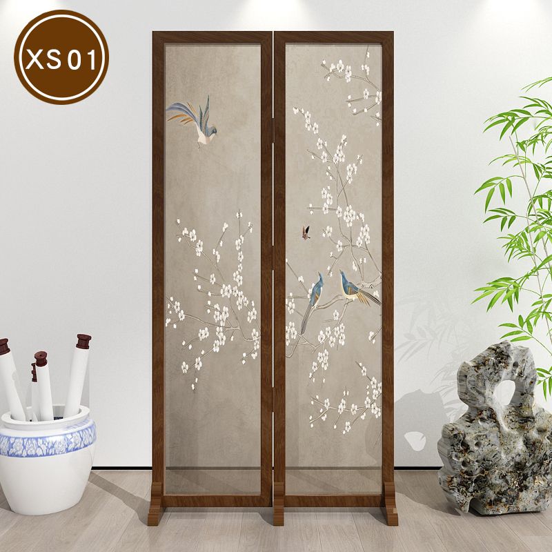 Chinese screen partition living room folded mobile bedroom to block modern household entry door decoration light luxury wood