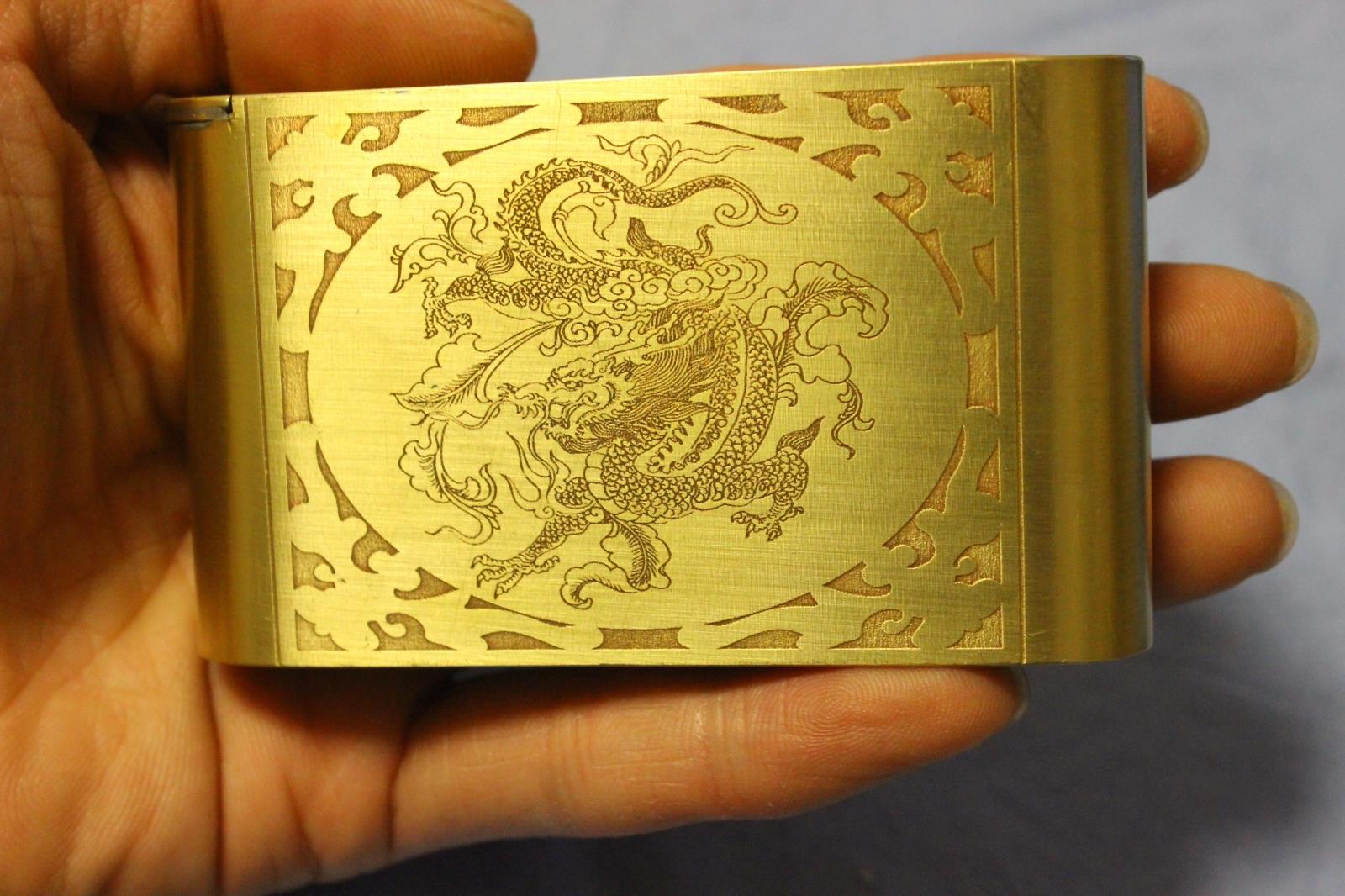 Pure copper high - grade tobacco box hand cigarette tobacco - smoke dry smoke thickens all copper carved dragon personality slip cap