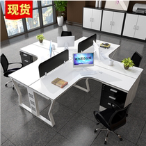 Office desk and chair combination Screen office desk Cross-type 4-person staff desk Simple modern staff office furniture