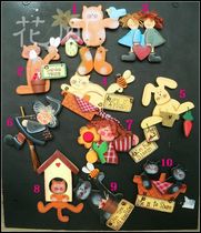 Special export original single Creative hand painted Cat Rabbit puppet Refrigerator sticker Wooden tile message sticker