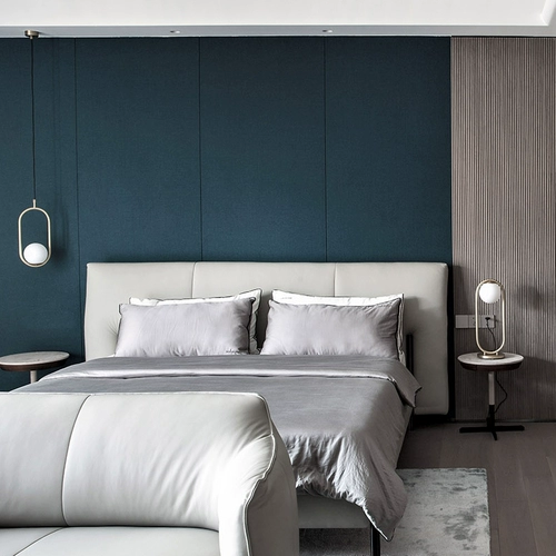 Кожаная кровать в промышленном стиле современный стиль главная спальня с большой кровать