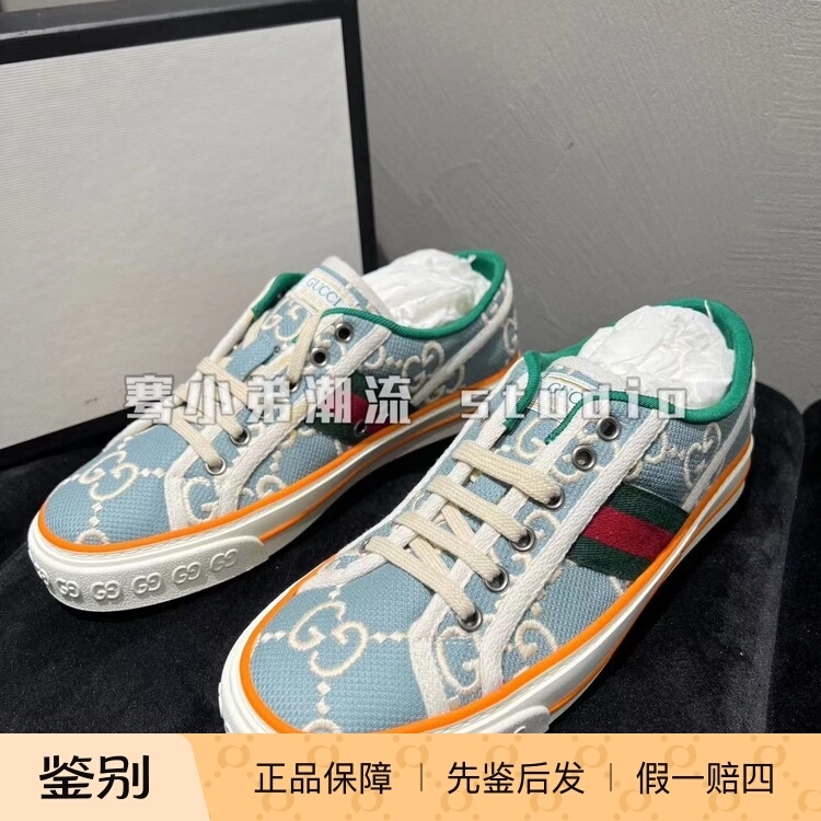 [Discount] Gucci/Gucci 1977 Series Blue Embroidered Double g Classic Women's Casual Sneakers