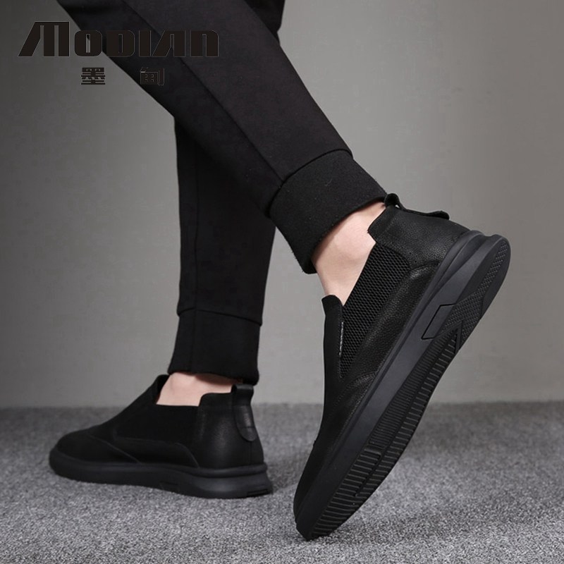 Plate shoes men's Korean version of casual shoes leather loafer shoes a pedal British leather shoes tooling set foot tide shoes lazy men's shoes