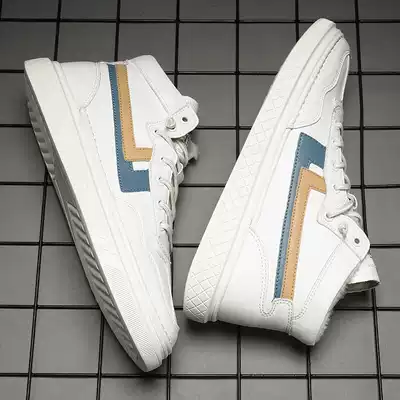Men's shoes 2020 new autumn high tube shoes men's Korean version of the trend wild middle tube autumn and winter casual white tide shoes