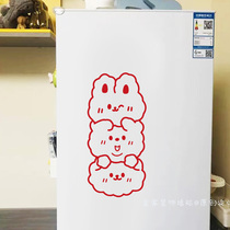 3 cute rabbits kids cartoon wall stickers Kitchen fridge cabinets air conditioner decorated window glass stickers