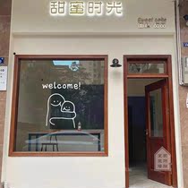 woelcomes fun cartoon ins minimalist wall decoration stickers clothing milk tea shop shop window glass appliquel
