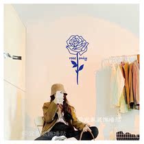 Little Fresher Rose Flowers Wall Stickers Ins Brief Cozy Romantic Beauty Clothing Shop Selfie Mirror Decoration