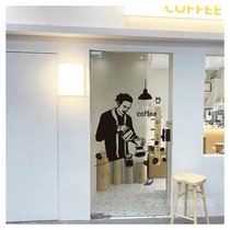Man Now Grinding Coffee Shop Window Glass Waterproof Personality Stickto-style Artistic Fashion Wall Decoration Stickers