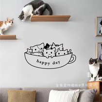 Come to the bowl Cute Cat Wall Sticker Pet Shop Window Bumper Sticker Kitchen Sliding Door Decoration