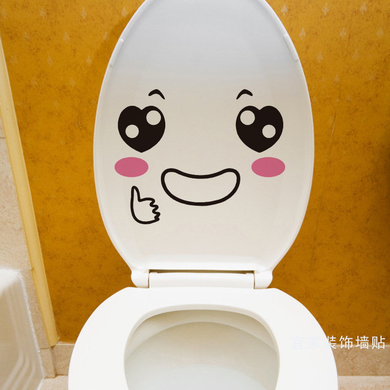 Cute Expression Wall Sticker MAKEUP ROOM WATERPROOF TOILET LID STICKERS INS FUNNY CARTOON PATTERN GLASS DOOR TRIM