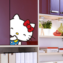 Cartoon pvc self-adhesive wall sticker waterproof cabinet tile glass door sticker kitty sneer creative wall sticker