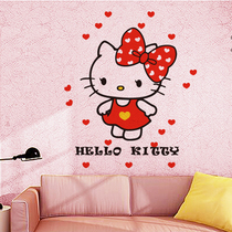 kitty Hello kitty cartoon wall stickers childrens room bedroom background wall wallpaper stickers waterproof cabinet glass stickers