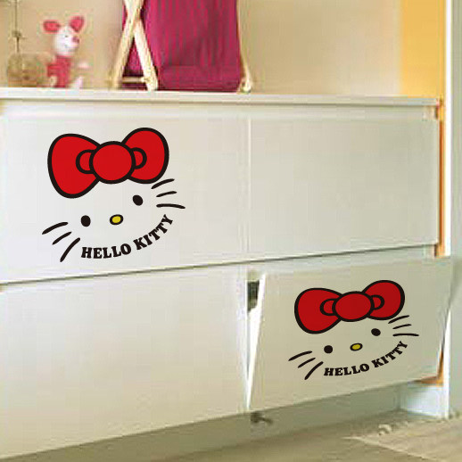 Bedroom wardrobe overall cabinet decoration stickers waterproof glass stickers hello kittyHello cartoon wall stickers