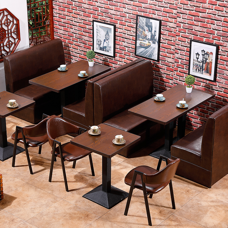 Fashion Minima Café Café West Restaurant Double Sofa Seat Snack Sweet Shop Milk Tea Shop Cassette Table And Chairs Combination