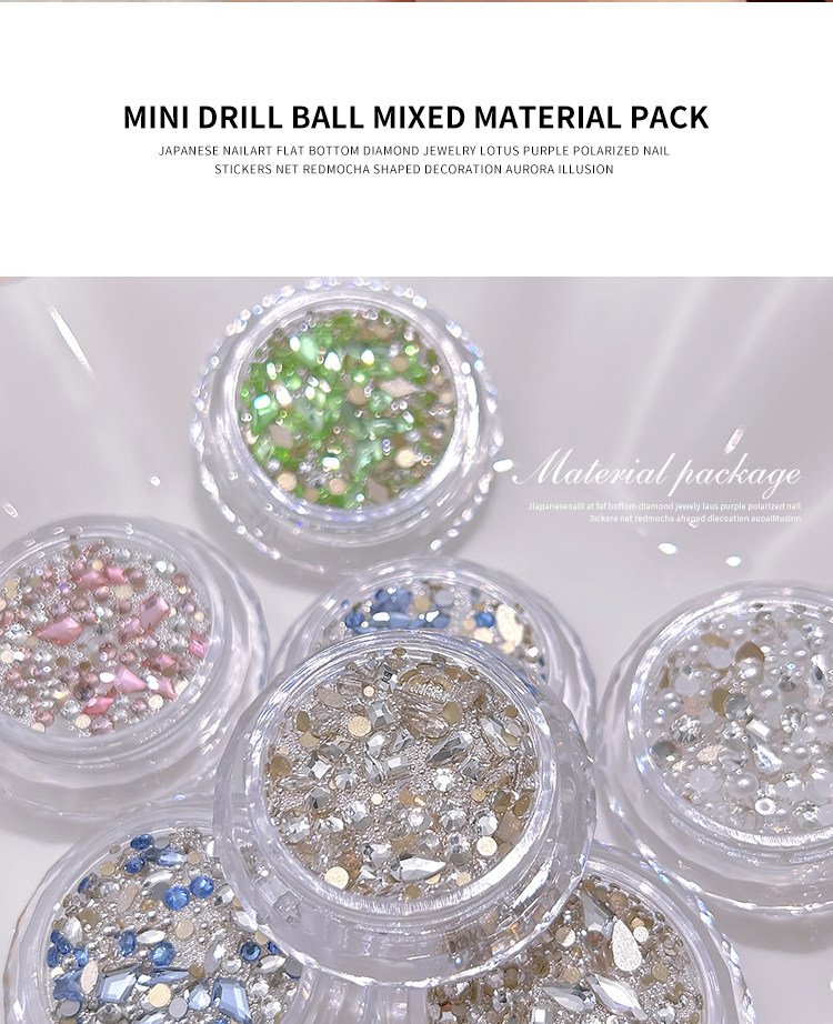 Mixed Nail Art Decoration Kit with Flat-back Czech Gems - Detail image 3