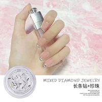 Длинная полоса плоская бриллиант+маленькая жемчужина