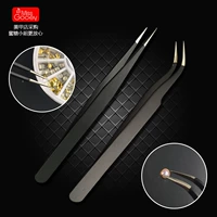 Nail công cụ đặc biệt làm đẹp lông mi thiết lập khoan đề can đồ trang sức bằng thép không gỉ độ chính xác cao nhíp miệng thẳng khuỷu tay - Công cụ Nail máy mài móng tích điện