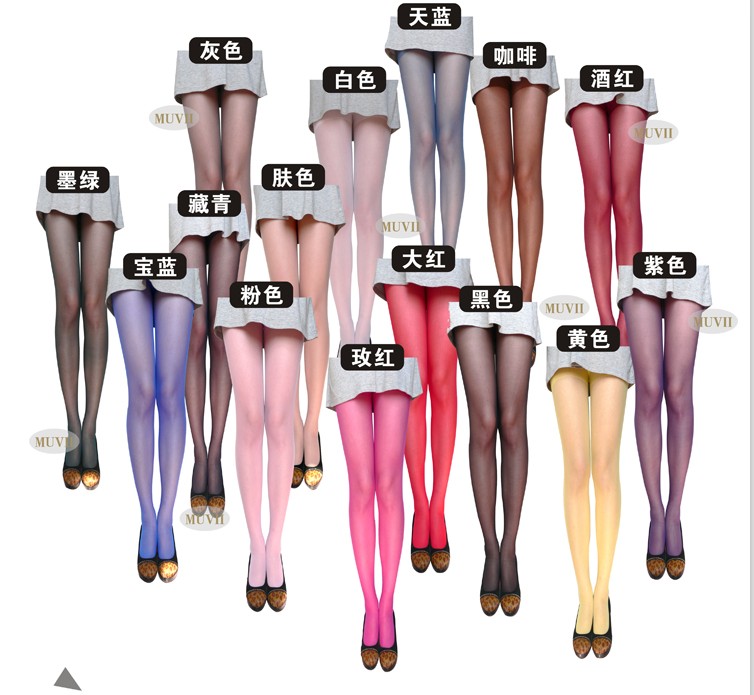 Kẹo vớ màu mùa xuân và mùa hè phụ nữ nhung chống móc lụa siêu mỏng pantyhose màu pantyhose vớ sexy