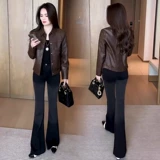 Весенняя короткая полиуретановая ретро куртка, в западном стиле, изысканный стиль, в американском стиле