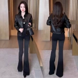 Осенняя короткая полиуретановая ретро куртка, в западном стиле, изысканный стиль, в американском стиле