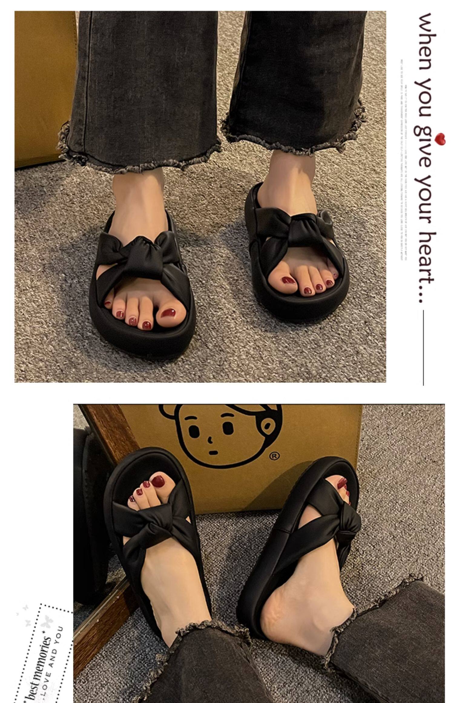 шлёпанцы 凉拖鞋女夏外穿2023新款厚底休闲防滑孕妇沙滩凉鞋懒人时尚一字拖 Favlillian