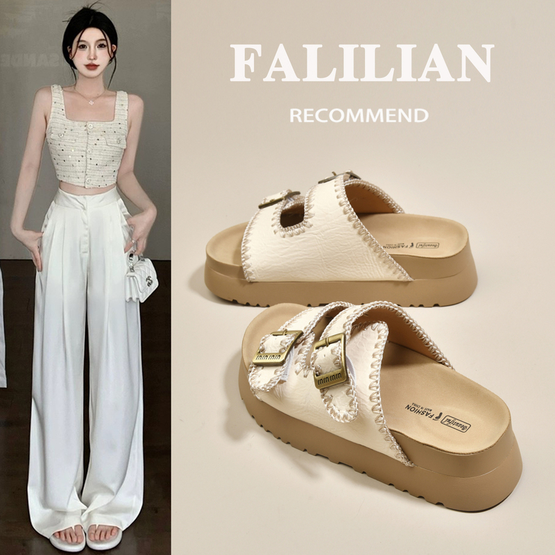 Platform Birkenstock-Style Sandals for Women, Summer 2026 New French-Style Stunning Beach Sandals, Slip-On Slippers