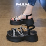 Летние сандалии, модная высокая подходит с юбкой, пляжная обувь на платформе, городской стиль, изысканный стиль