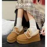 Флисовая удерживающая тепло обувь на платформе, сапоги, демисезонные лоферы