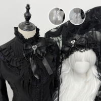 1GangsterInn Original Lolita Black Lace Bow Gothic Lolita Bow Tie Neck Accessory
