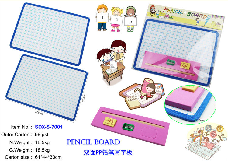 Double Sided Pp Pencil Writing Board Student Children's Drawing Board Suit Plaid Calligraphy board Erasable board English dress