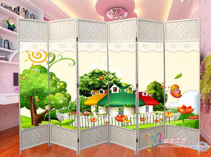 Cartoon screen children's small screen bedroom folding screen kindergarten mobile screen animation screen partition animation folding screen
