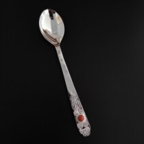 Mongolian Pure Silver Foot Silver Home Spoon Small Spoon Ethnic Wind Boutique for Self-Use Gift Gift of Delicacy