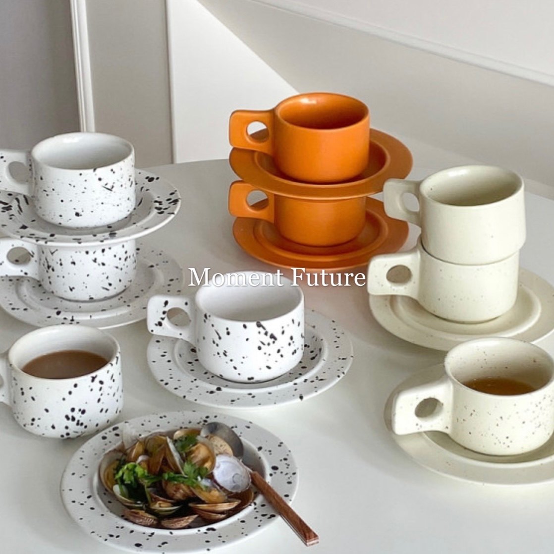 Moment Future Korea Ins retro small crowdsourced medieval ceramic coffee cup saucer
