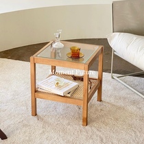 Moment Future homestay ins solid wood rattan bedside table real rattan square small coffee table home blogger poses