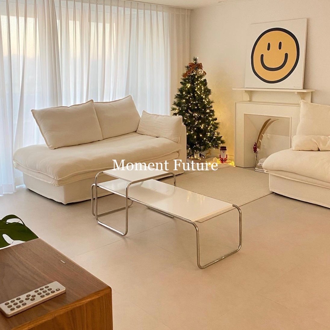 Moment Future modern minimalist stainless steel coffee table table two-piece ins blogger with the same style