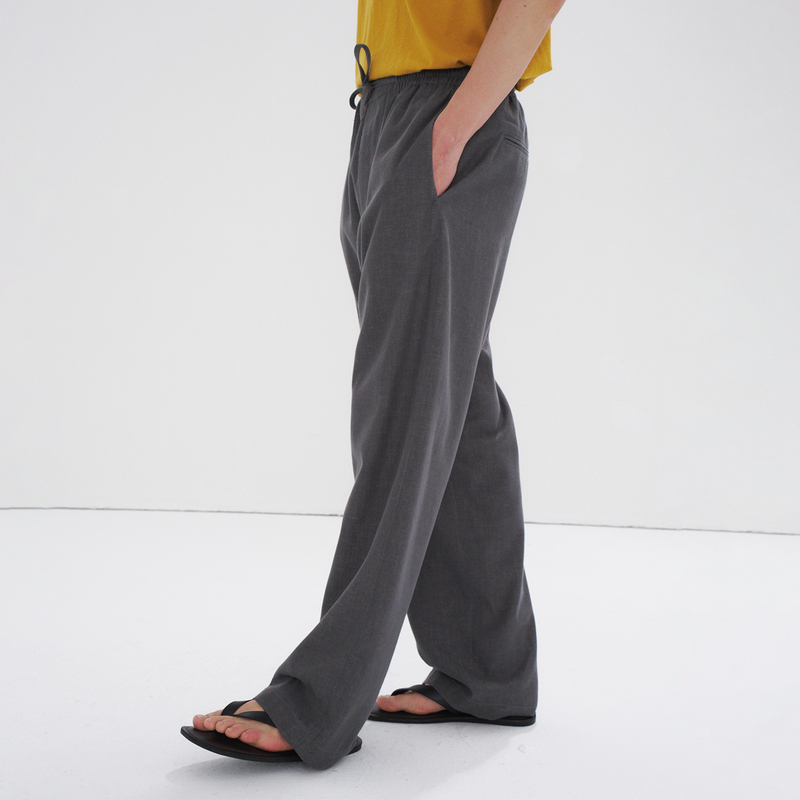 Vveess Linen-Acetate Pants Linen Acetate Drawstring Casual Pants