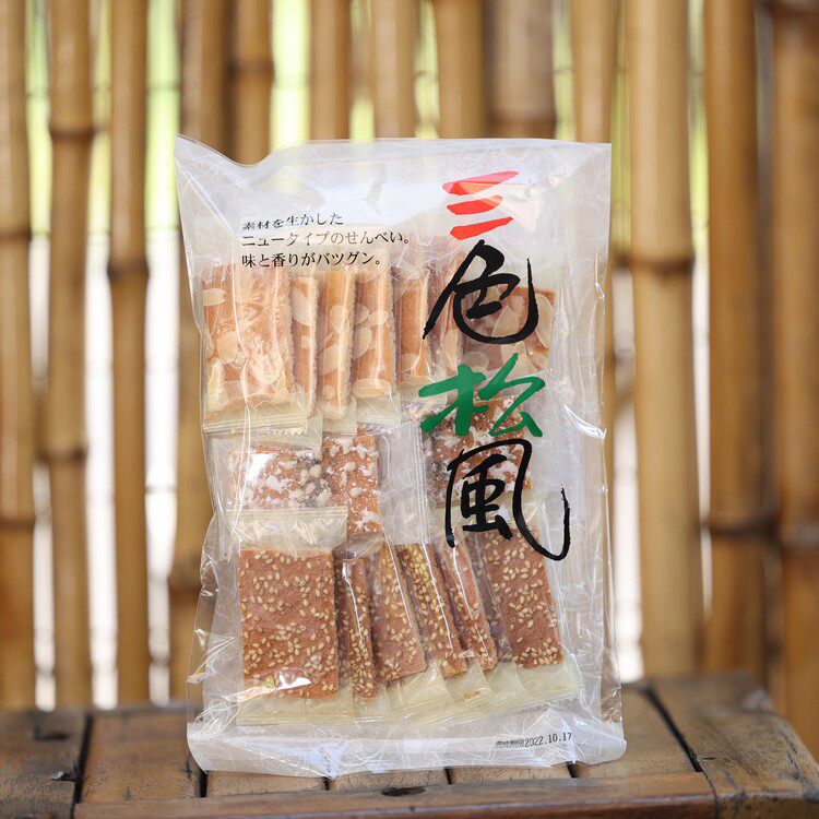 Japan Import Card POETRY THREE COLOURS SESAME SEA TOSS-TASTE PANCAKES CHILDHOOD SNACKS EGGS CURLY CAKE CASUAL 145g