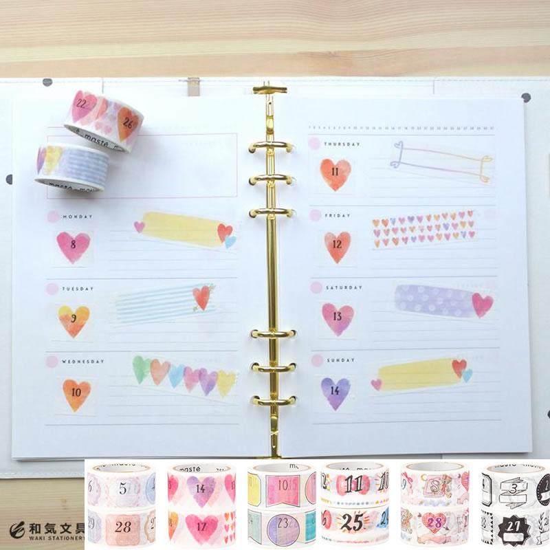 Japanese MARKS hand-book writing decorative writing date day pay digital washi tape sticker 2 rolls