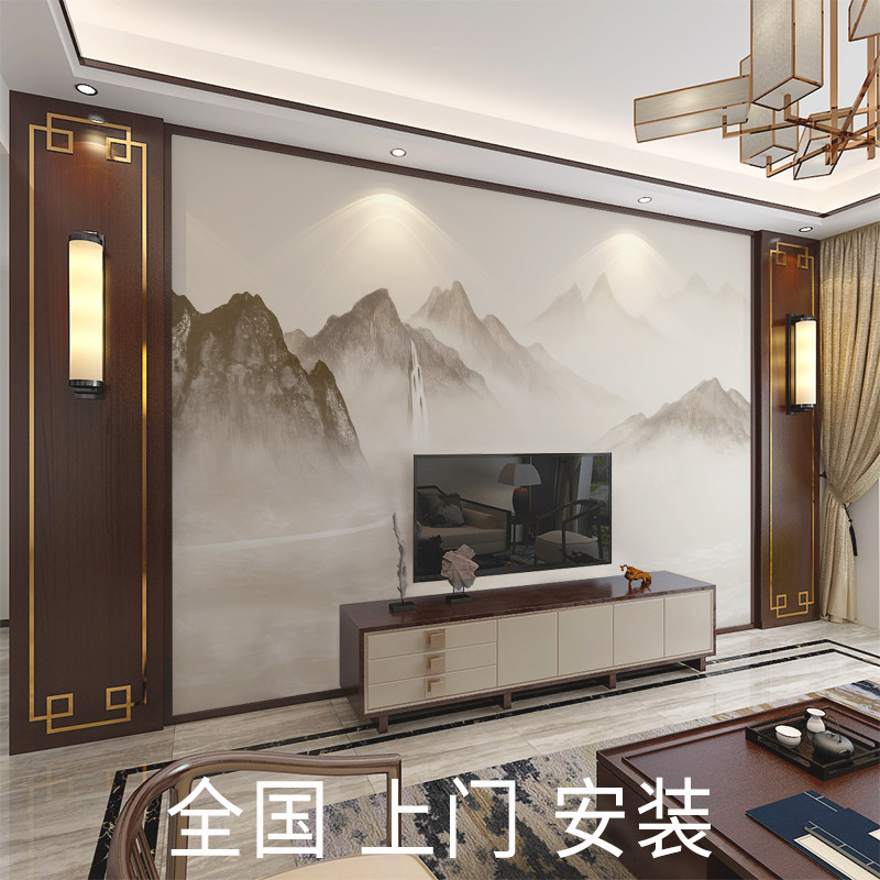New Chinese Living Room TV Background Guard Wall Panel decorated frame Sofa Wall Solid Wood Styling Bedroom Integrated Wall Panel