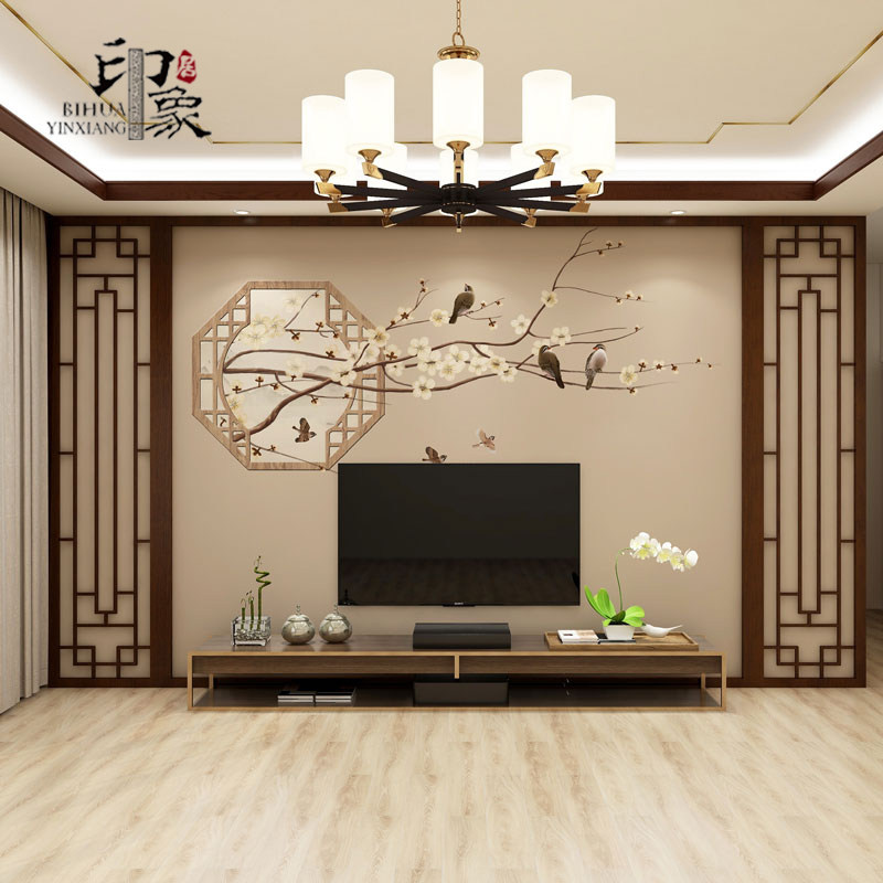 New Chinese Wallpaper Light Extravagant TV Background Wall Mural Bedroom Seamless Wall Clog Living Room 3D Film & TV Wall Flower Bird Wallpaper