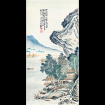 Chinese painting landscape Zhang Daqian Canglang fishing flute picture core unmounted authentic replica ancient painting Zhongtang decoration copy