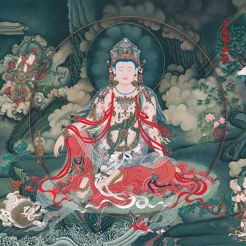 Traditional Chinese painting art Buddha Shuiyue Guanyin portrait painting core is not mounted non-hand-painted art micro-spray decoration appreciation