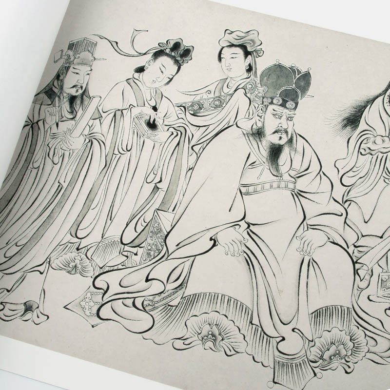 National painted white sketch characters Qing Dynasty's Emperor Wu Daozi sent son Tianwang TuZhen to copy high picture quality lines to be copied